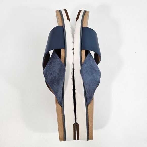 UGG Women's Kari Criss Cross Slide Sandals Blue Leather Suede Size 10 EU 41 - Picture 7 of 8